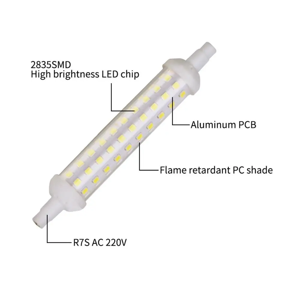 80 шт. светодиодный лампочка с регулируемой яркостью R7S светильник 2835 SMD 9 для