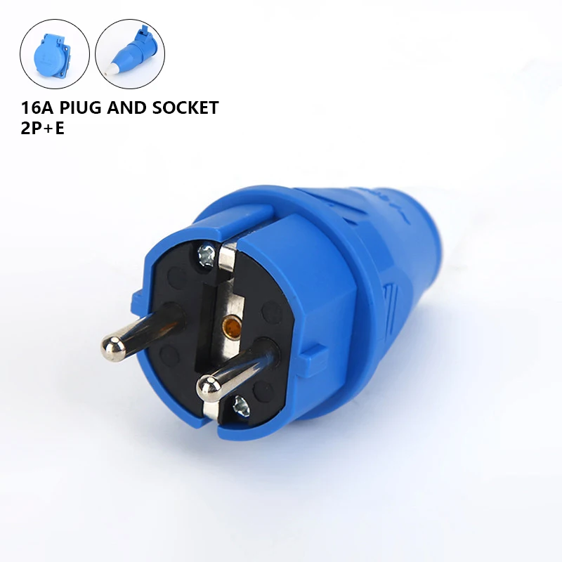 Купи 16A 220V-240V 2P+E IP44 European specifications air conditioning Industrial Plug Socket for cable Electric Power Connector за 92 рублей в магазине AliExpress