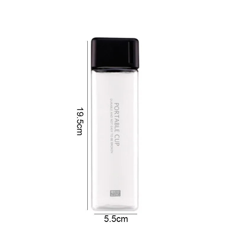 

Plastic Sport Water Bottle for School Girl Square Drinking Bottle Outdoor Juice Water Cup with Rope Portable Travel Water bottle