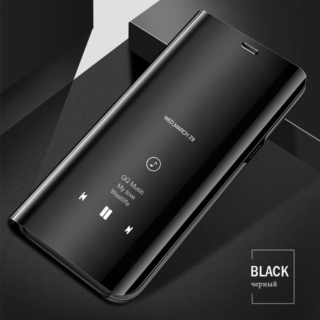 Black Pocophone f1 чехол mi rror флип чехол s для xiaomi mi 9t 9 se 8 a2 lite a3 6 play max3 чехол для redmi note 8 7 6 pro 7a 6a 4a go s2 - Цвет: Black