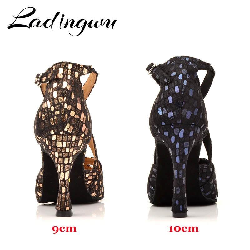 Новые женские туфли для танцев Ladingwu профессиональные бальных черные золотые