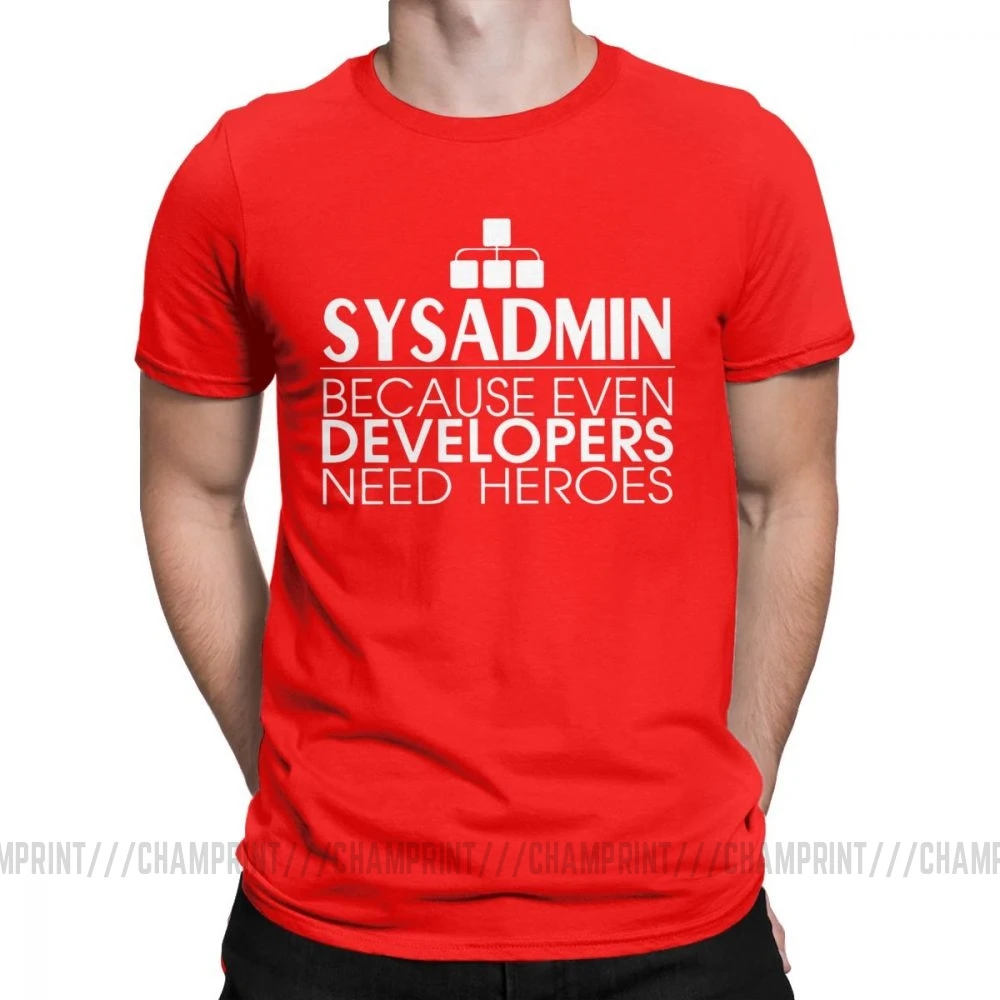 Мужские футболки, хлопковые футболки с героями Sysadmin, Linux, Sysadmin Unix, Debian Ubuntu Administrator, футболка, одежда, идея подарка - Цвет: Красный