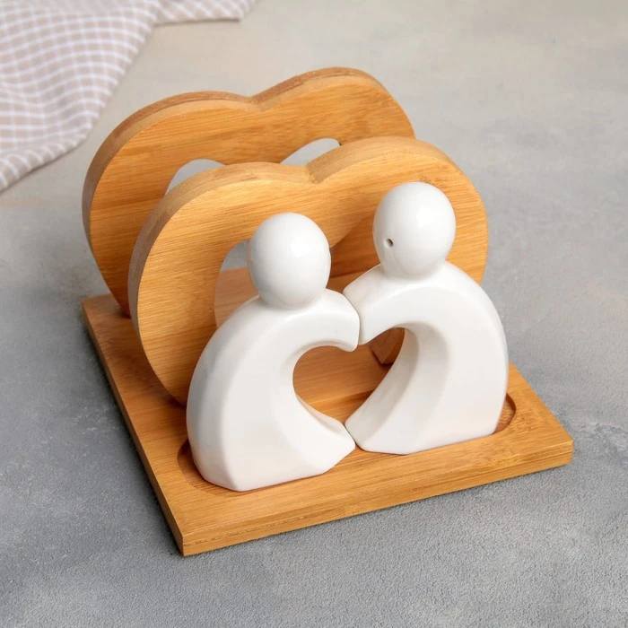 Набор для специй Влюблённость 3 шт: солонка перечница салфетница|Солонки и тара