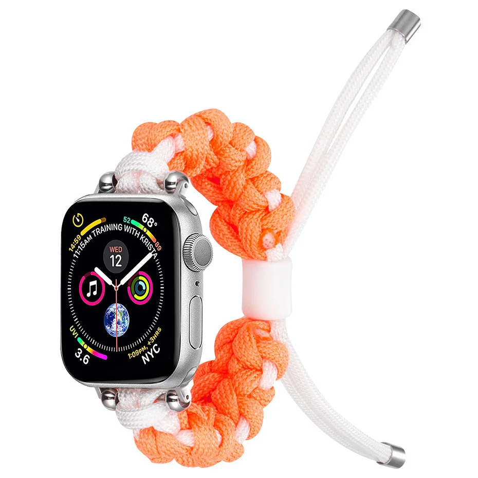 

Ремешок плетеный нейлоновый для apple watch 44 мм, сменный Браслет для наручных часов iwatch series SE 6 5 4 3 2 1, 42 мм 38 мм 40 мм