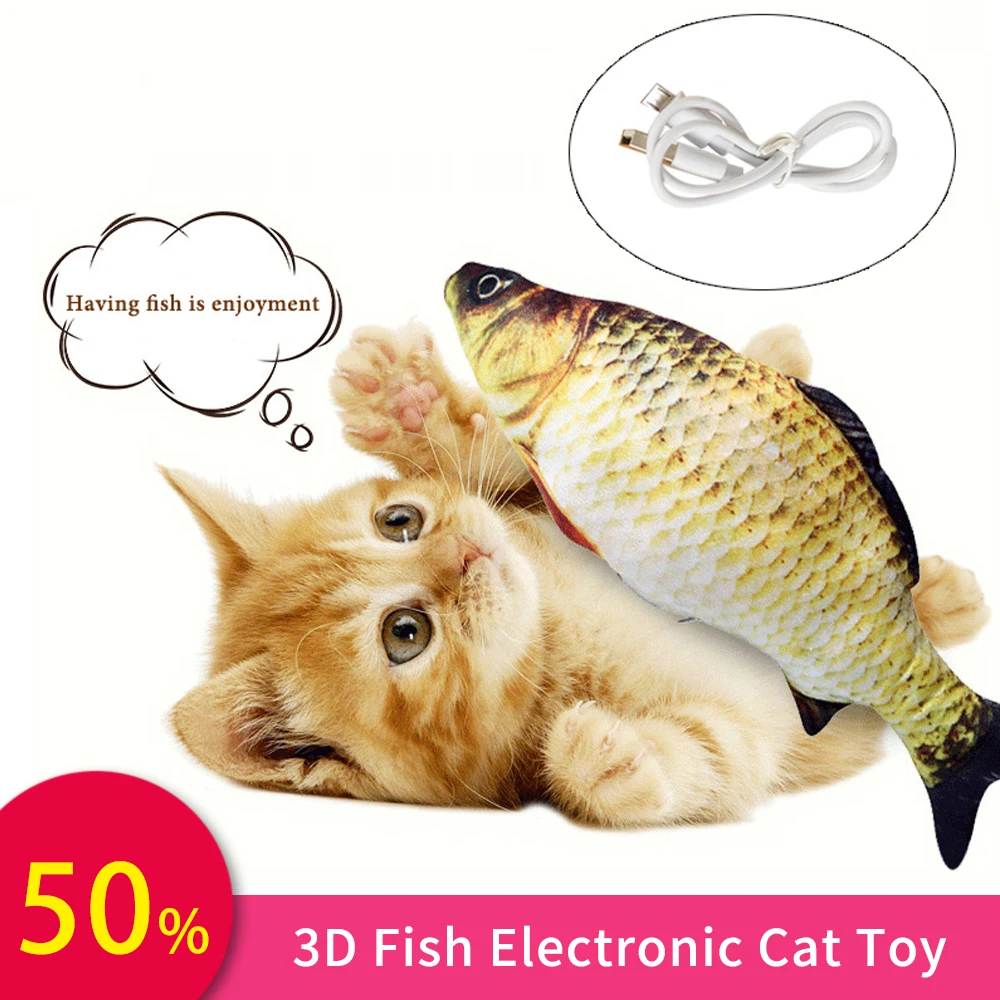 

30CM Electronic Cat Toy 3D Fish Electric USB Charging Simulation Fish Toys for Cats Chewing Pet Playing Toy Biting cat supplies