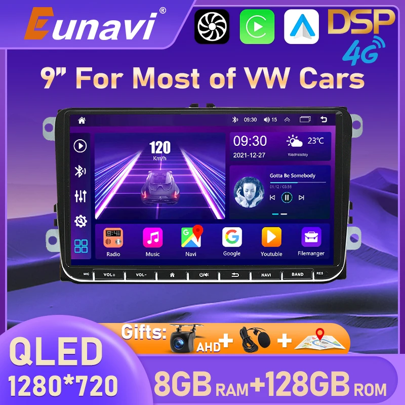 Eunavi 2Din автомобильный мультимедийный радио GPS авто для VW jetta polo tiguan passat b6 golf 5 touran skoda