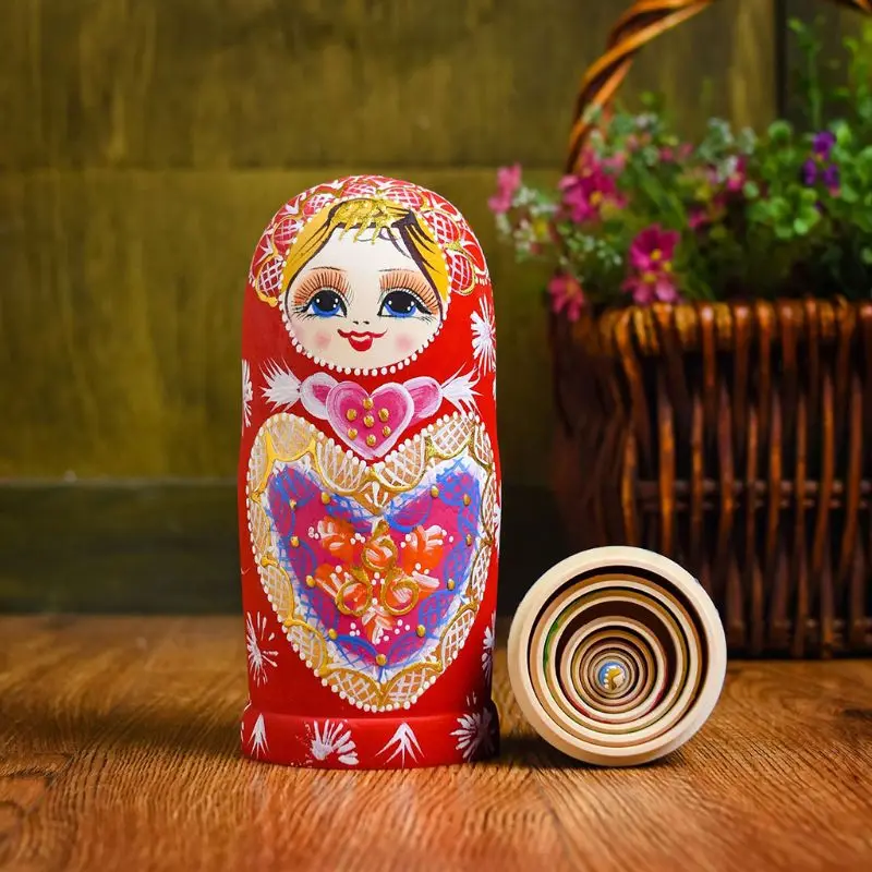 

10 Layers/Set Matryoshka Wooden Russian Nesting Doll Desktop DecorChildren Christmas Gifts