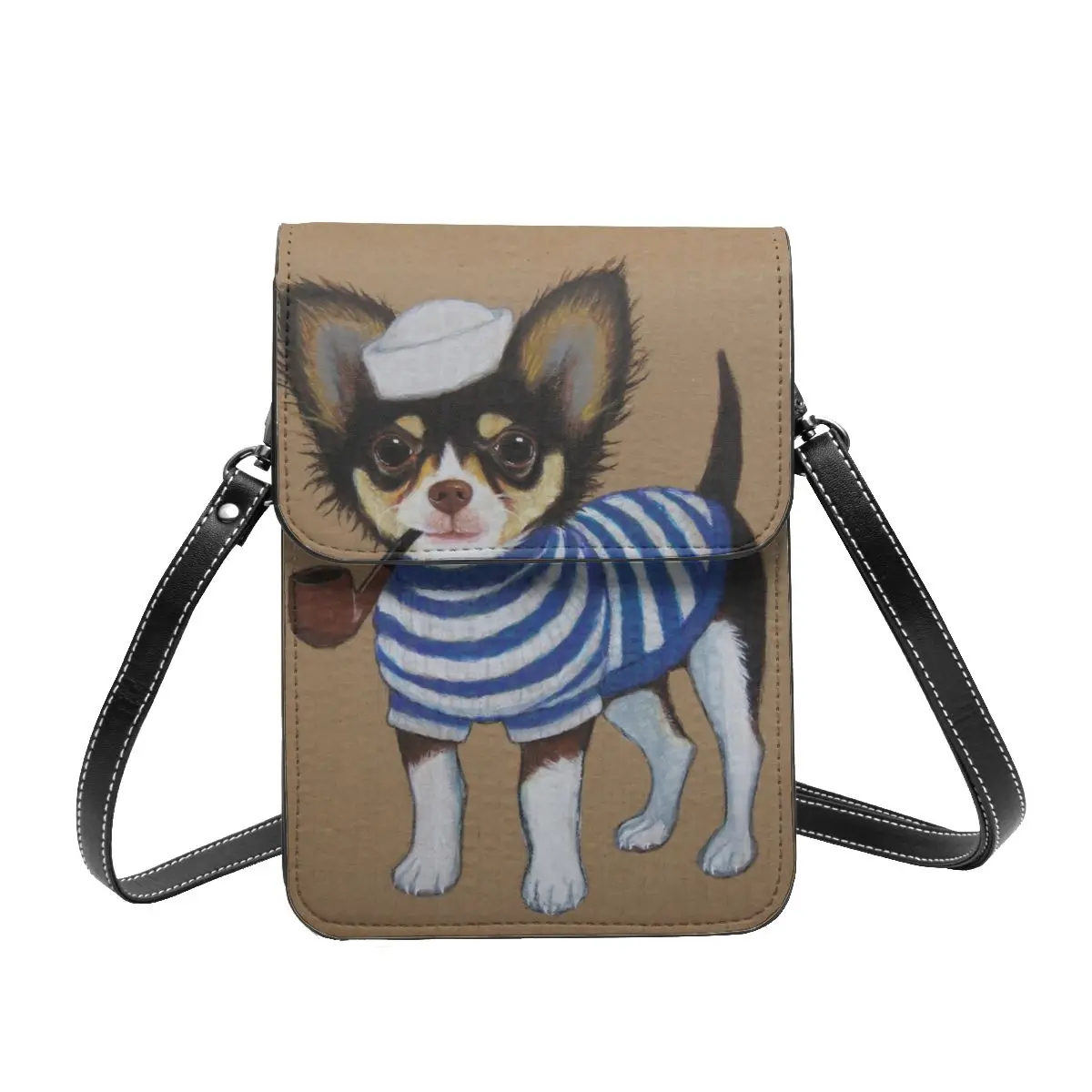 

Sailor Chihuahua Shoulder Bag Pet Kawaii Stylish Leather Travel Mobile Phone Bag Woman Gifts Bags