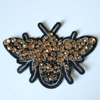 fashion yellow bee patch rhinestone beaded patches for clothing embroidery sequin applique animals