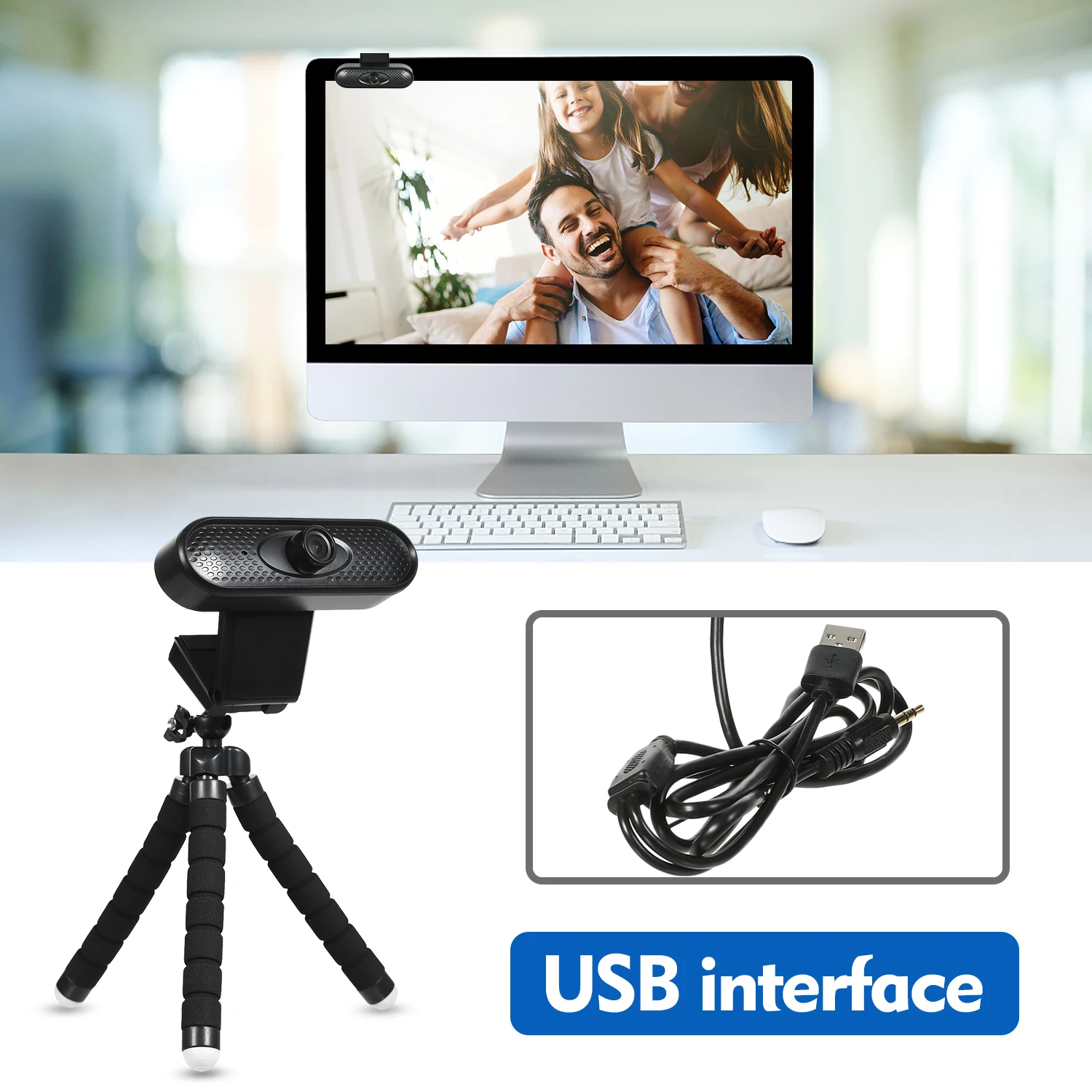 

New Full HD 1080P Webcam Built-in Microphone for Laptop or Desktop with Tripod