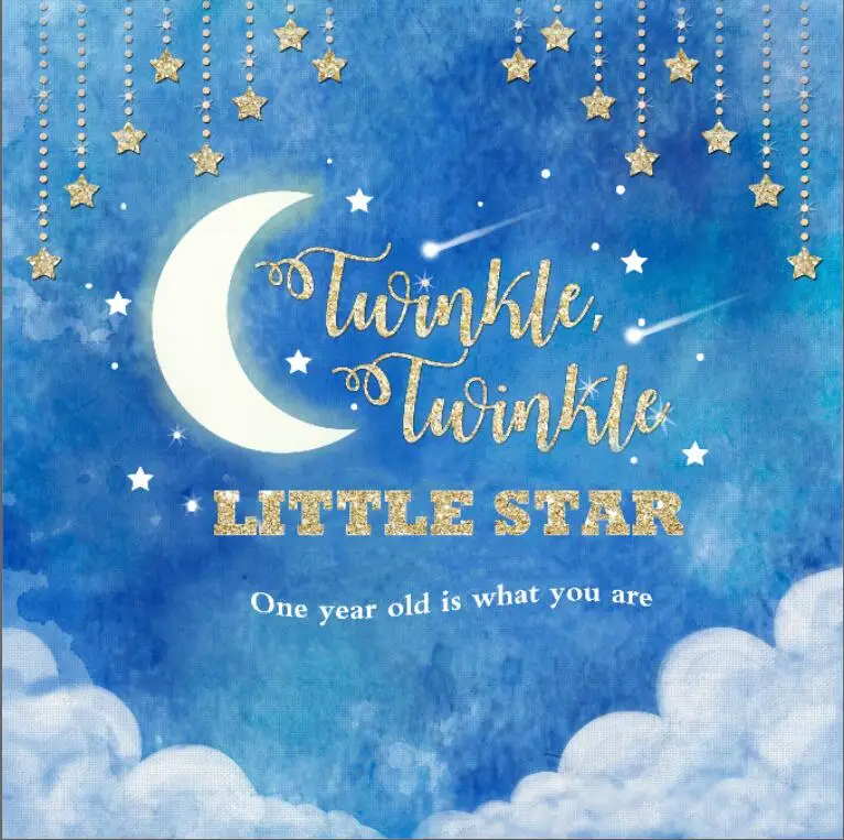 Виниловый фон для студийной фотосъемки с золотыми мерцающими звездами Луной и