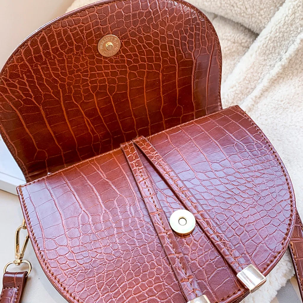 

Luxury Crocodile Pattern Crossbody Bags for Women Half Round Messenger Bag PU Leather Handbags Shoulder Bag sac main femme