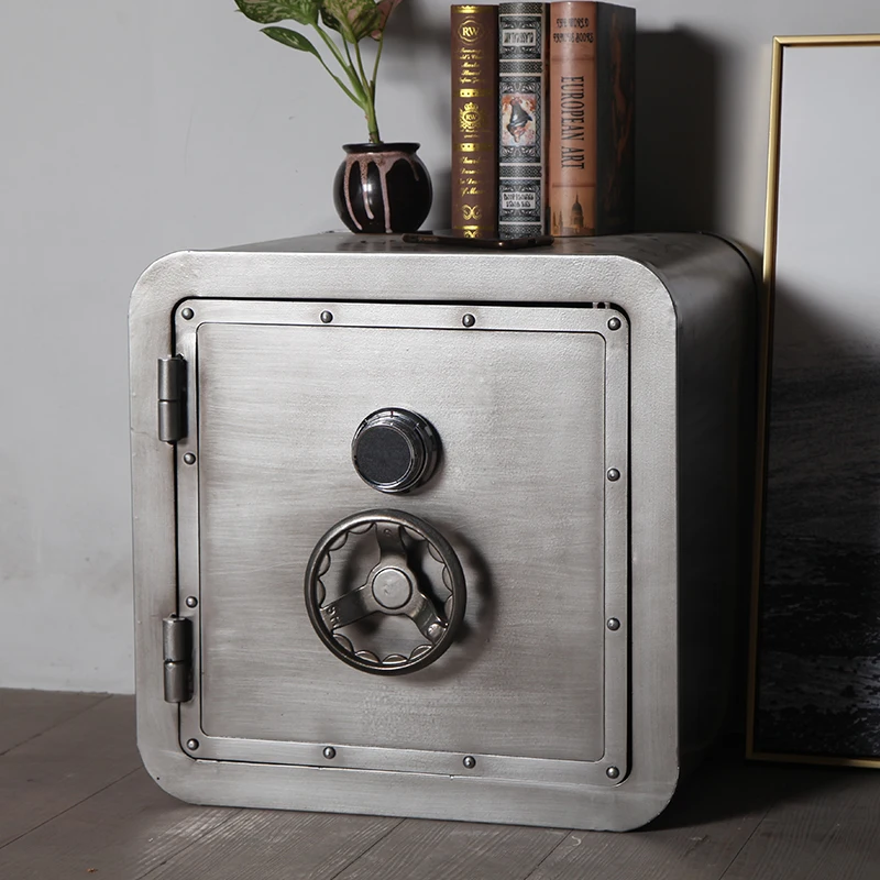 

Personality Creative Industrial Style Cabinet Wrought Iron Bedside Table with Lock Bedside Small Cabinet Locker Side Cabinet