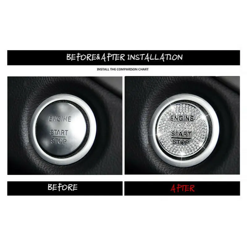 Кнопка запуска двигателя автомобиля Замена выключателя крышки Блестящий