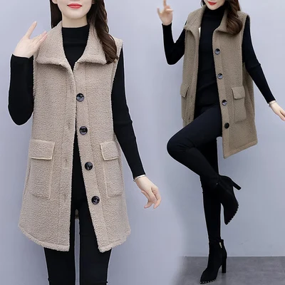 

Design Office Lady Long Vest Women Single Breasted Waistcoats Plus Size Womens Vest Jackets Conjunto Feminino Female Jacket