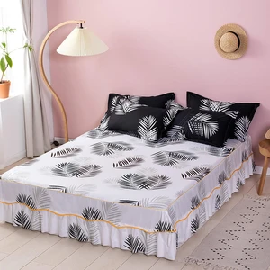 King Size Bed Sheet Mattress Cover Bedsheets 1PC Printed Soft Bed Sheet Skirt Wedding Bedspread Full Queen
