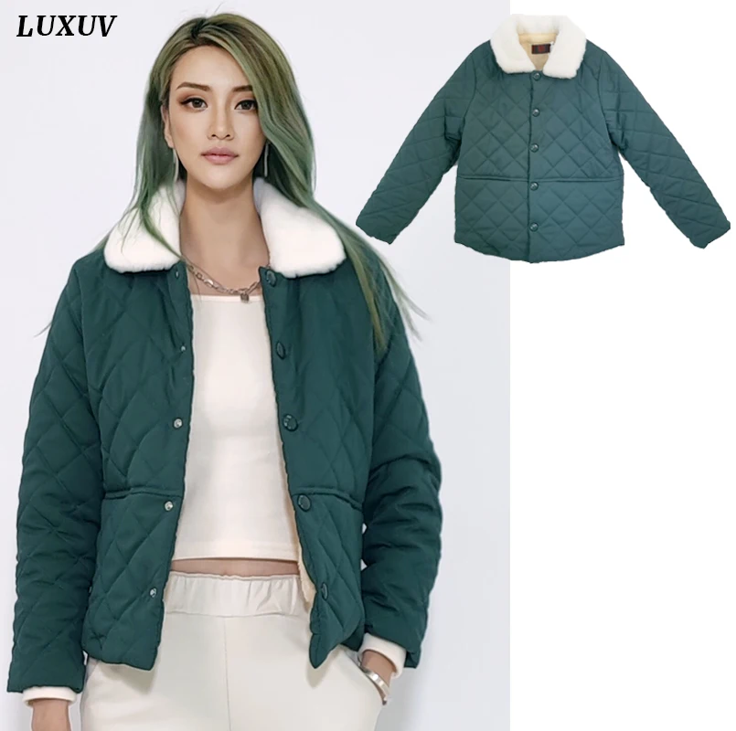 

LUXUV Women's Short Down Jacket Winter Puffer Clothes Quality Outerwear Overcoat Parka Quilted Padded Coats Cotton Windbreak
