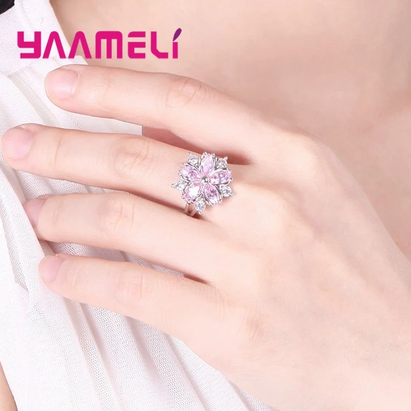 Женское кольцо из серебра 925 пробы в виде садового цветка | Украшения и аксессуары