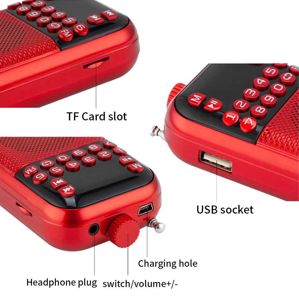 Мини приемник музыкальный плеер ЖК дисплей fm радио USB Перезаряжаемый
