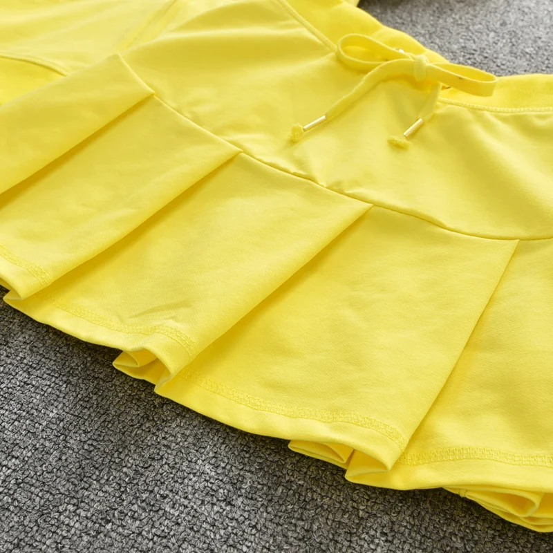 

Summer Cotton Tracksuit A-Line High Waist Pleated Mini Skirt Pink Women's Hoodies Fashion Slim Waist Casual Tennis Skirts 626