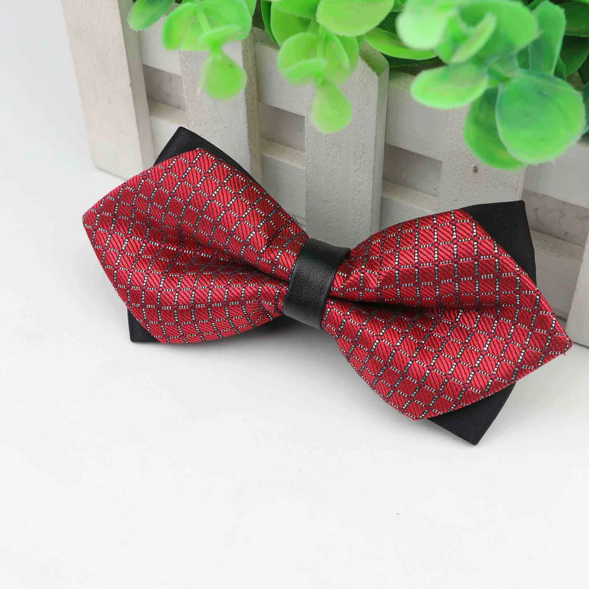 4 Men Leather Buckle Bowtie Plaid Butterfly Knot Mens Accessories Luxurious Bow Tie Black Cravat Formal Suit Wedding Ceremony Ties - Цвет: 4