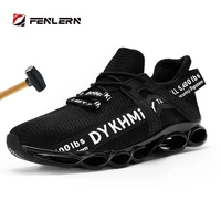 fenlern men%e2%80%99s work safety shoes outdoor composite steel toe cap breathable anti smashing protect construction sneakers