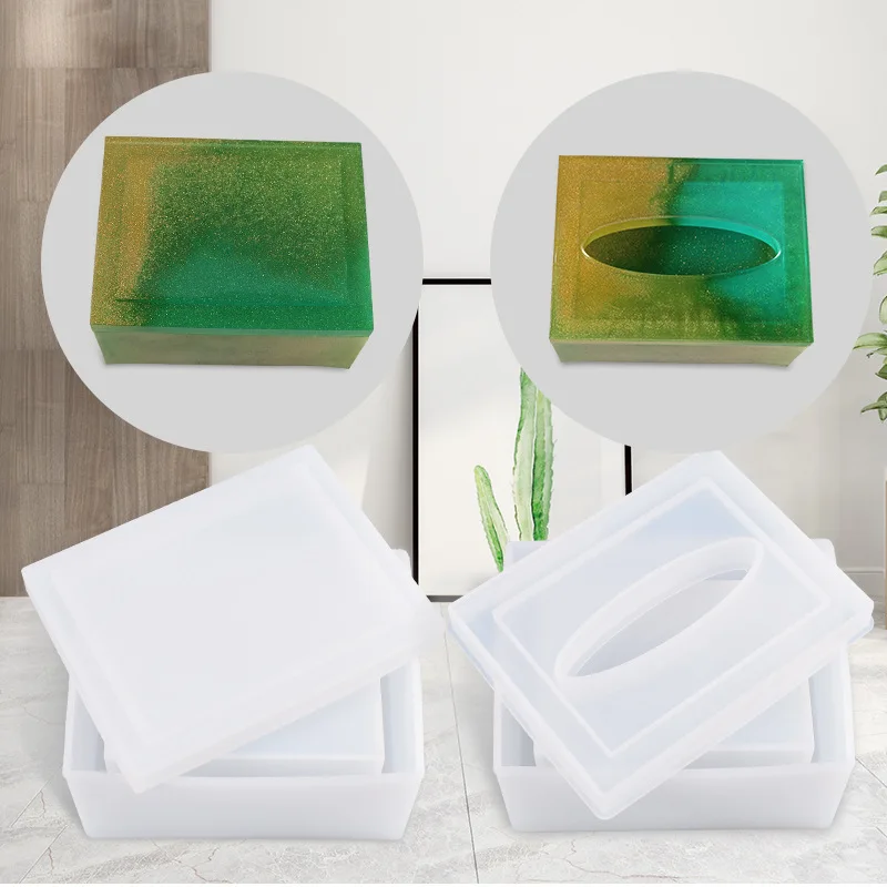 DIY Epoxy Resin Mold Silicone Rectangular Household Simple Perforated Tissue Box Molds | Украшения и аксессуары