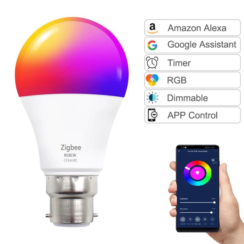 

B22 Smart Home RGB LED Bulb Lamp LED Lamp Work With Tuya Smart Life Alexa Google Light Bulb Indoor 10W Smart Lighting Lamp