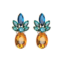 zwpon fashion facet crystal glass pineapple drop earrings summer fruit crystal joint pineapple drop earrings for woman