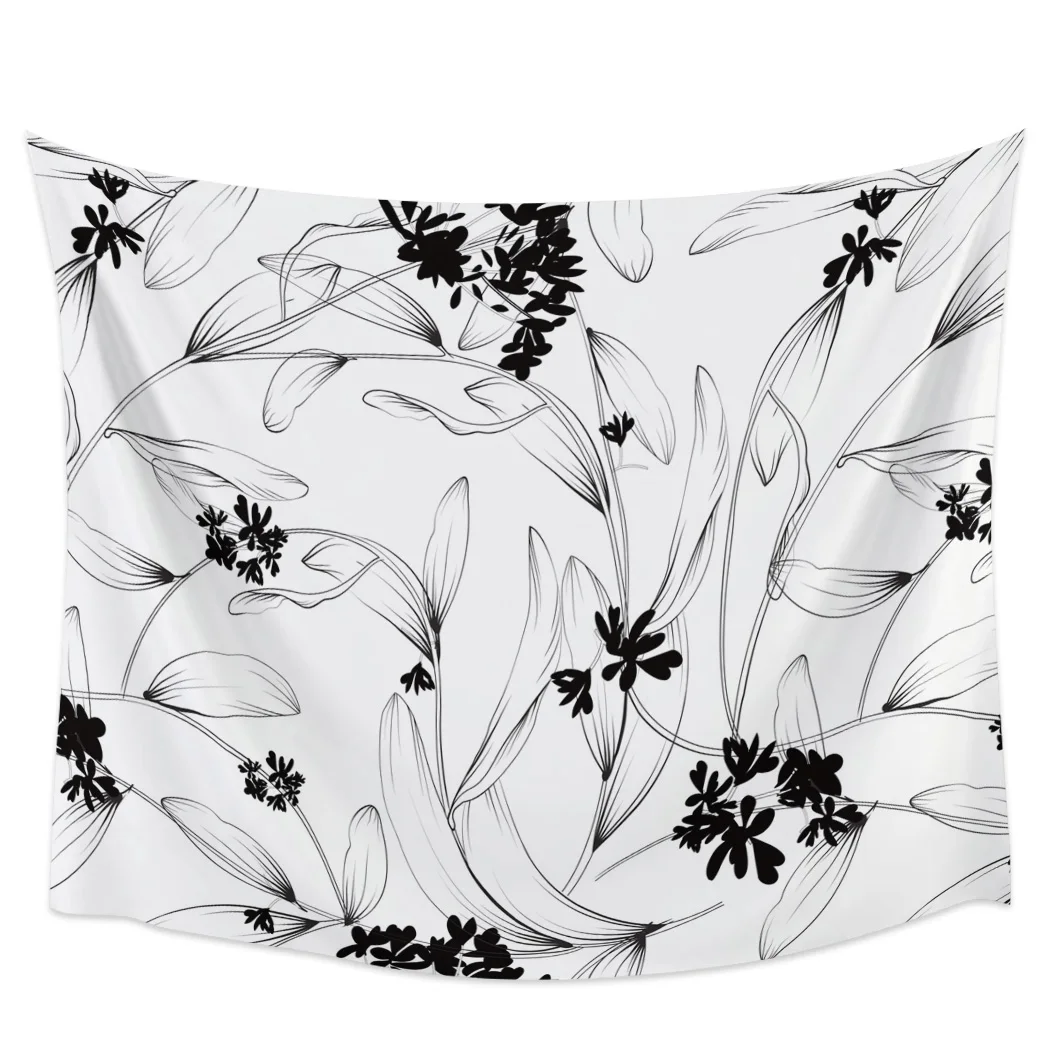 Черно белый цветок гобелен настенный семейная спальня настенное украшение для