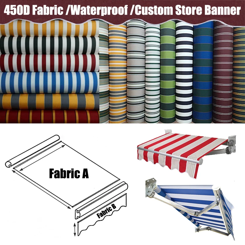 Custom Size Door Canopy Awning Waterproof Gazebos Telescopic UV Fabric Oxford 450D Outdoor Heavy Duty Store Banner Replacement