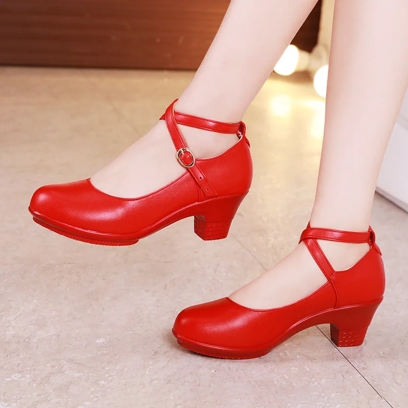 Red Heels 6CM Модные туфли-лодочки; женская обувь; женские туфли на высоком каблуке; свадебные туфли; туфли-лодочки на платформе для невесты; офисные туфли mary jane из спилка - Цвет: Red Heels 6CM