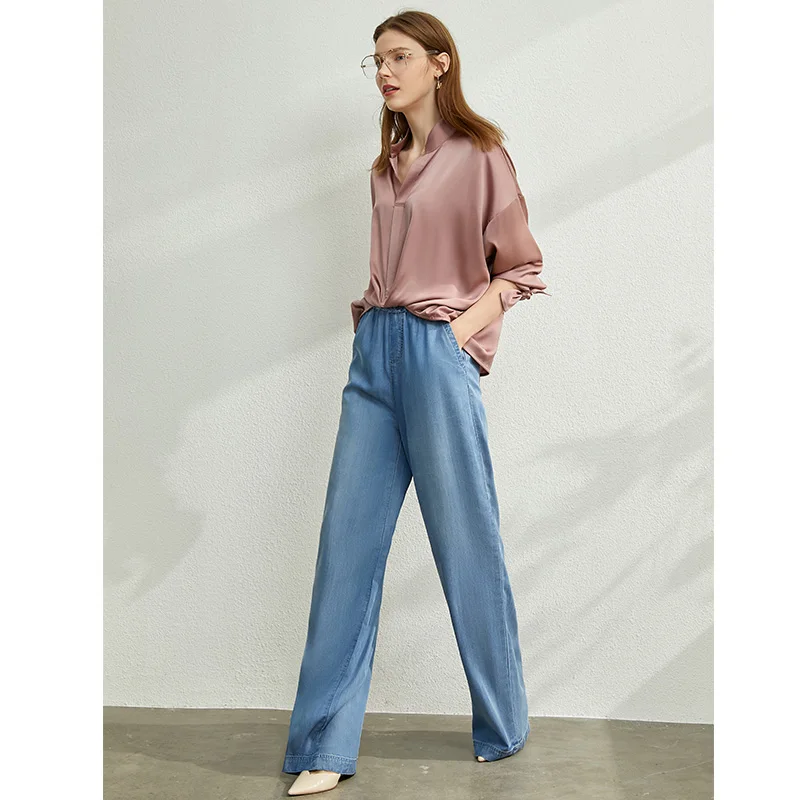 Джинсы AMII минималистские женские длинные повседневные брюки из денима