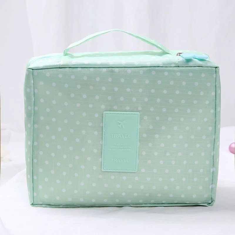 Light green dots Новинка, многофункциональная косметичка для путешествий, женская сумка, косметички, органайзер для туалетного столика, женские водонепроницаемые футляры для хранения - Цвет: Light green dots