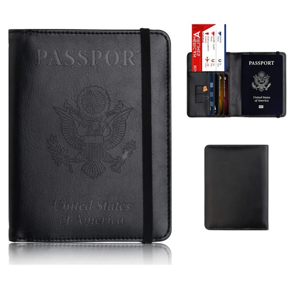 RFID Блокировка паспорта Обложка PU кожаный чехол держатель для США Путешествия