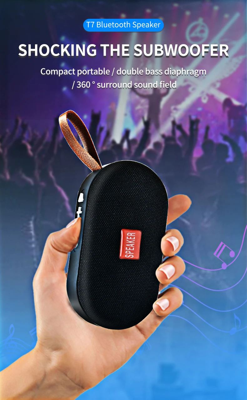T7 Мини Bluetooth динамик Портативный беспроводной громкий динамик звуковая система 3D стерео музыка объемный открытый динамик Поддержка FM TFCard