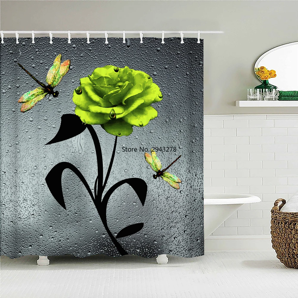 

Waterproof Shower Curtains for Bathroom Home Decor Polyester Fabric Bath Screen Colorful Love Rose Multi-size Shower Curtains