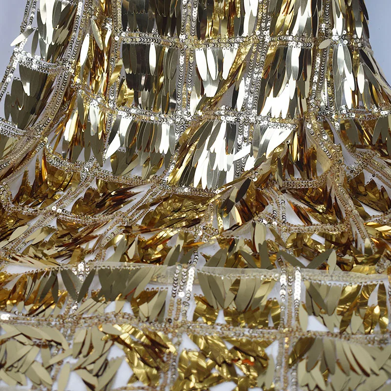 Новый стиль ткань с бахромой и блестками сетчатая вышитая дизайнерский материал