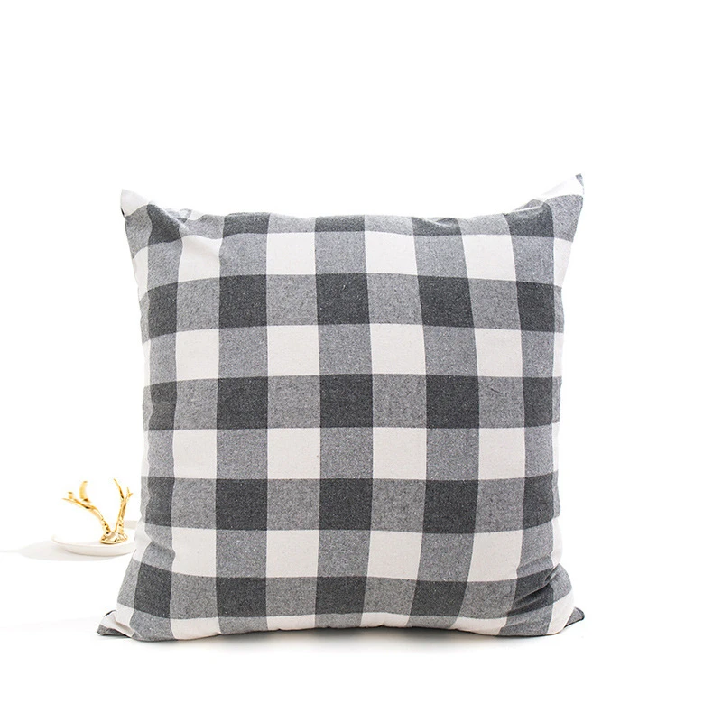 Современная Скандинавская серая красная клетчатая искусственная Подушка