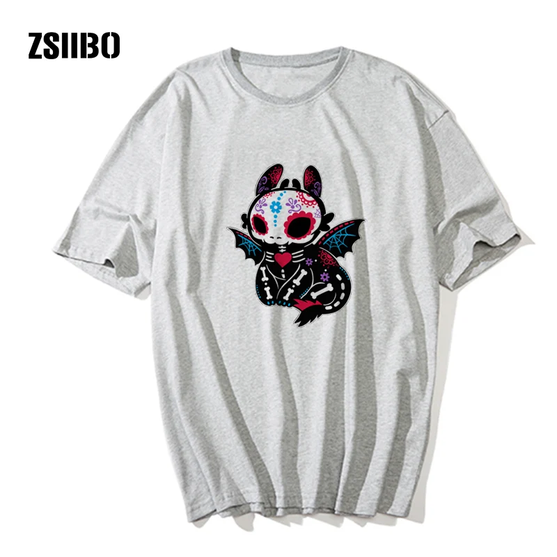 Новая модная мужская футболка с принтом из мультфильма дракон белой кости