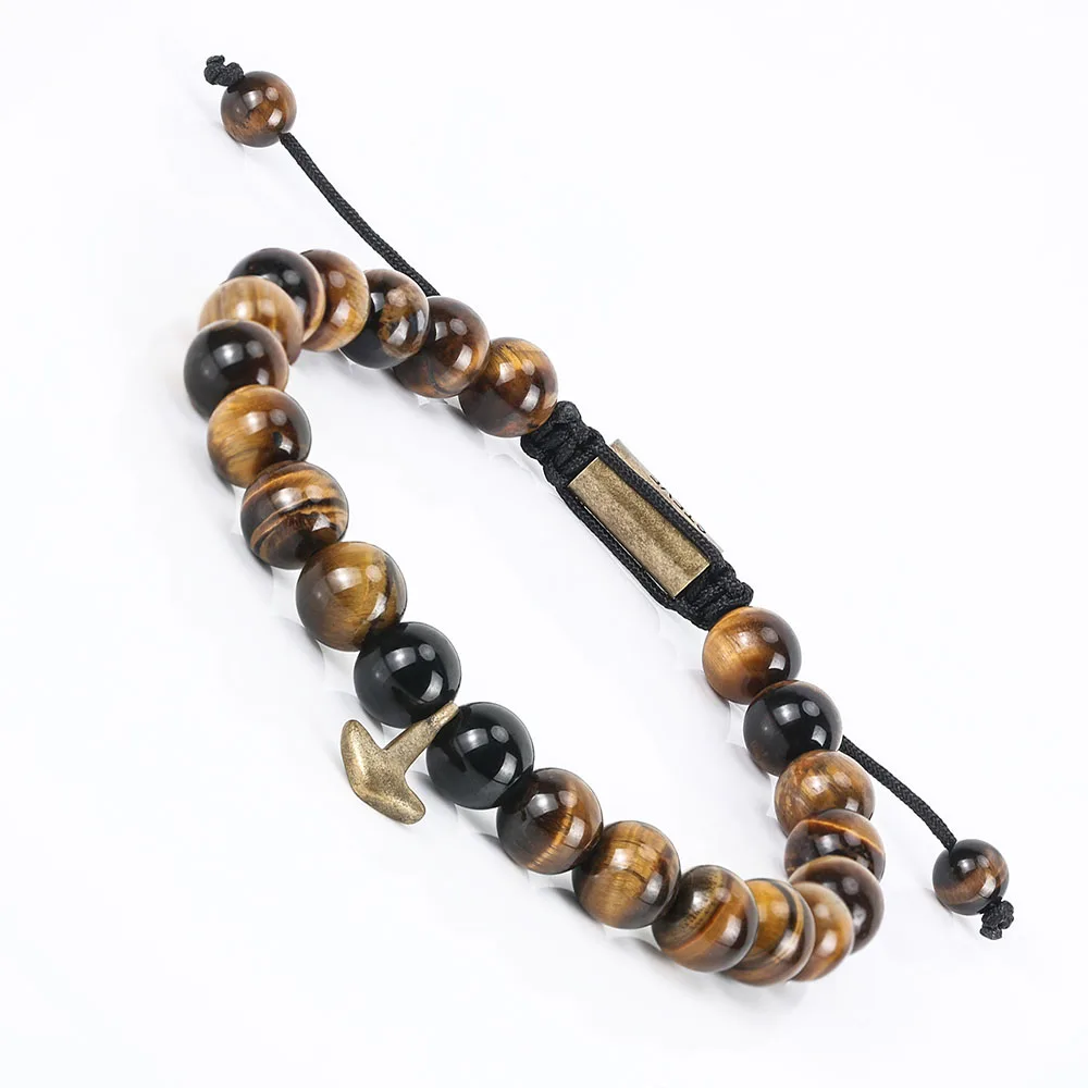 

BOFEE Tiger Eye Stone Bracelet Natural Beads Charm Yoga Retro Stretch Handmade Buddha Chain Fashion Jewelry Gift Men Women Lover