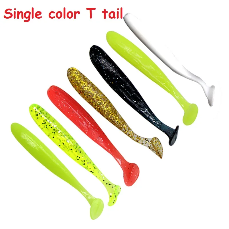 10 шт./лот мягкая рыболовная приманка один/два цвета 70 мм/2 г джиг-воблер свимбейт