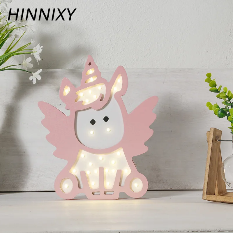 Hinnixy стильная футболка с изображением персонажей видеоигр ночной Светильник Розовый Голубой ангел зверей единорогов; светодиодный Украшения в спальню настольная лампа для дома светильник ing детские подарки на день рождения