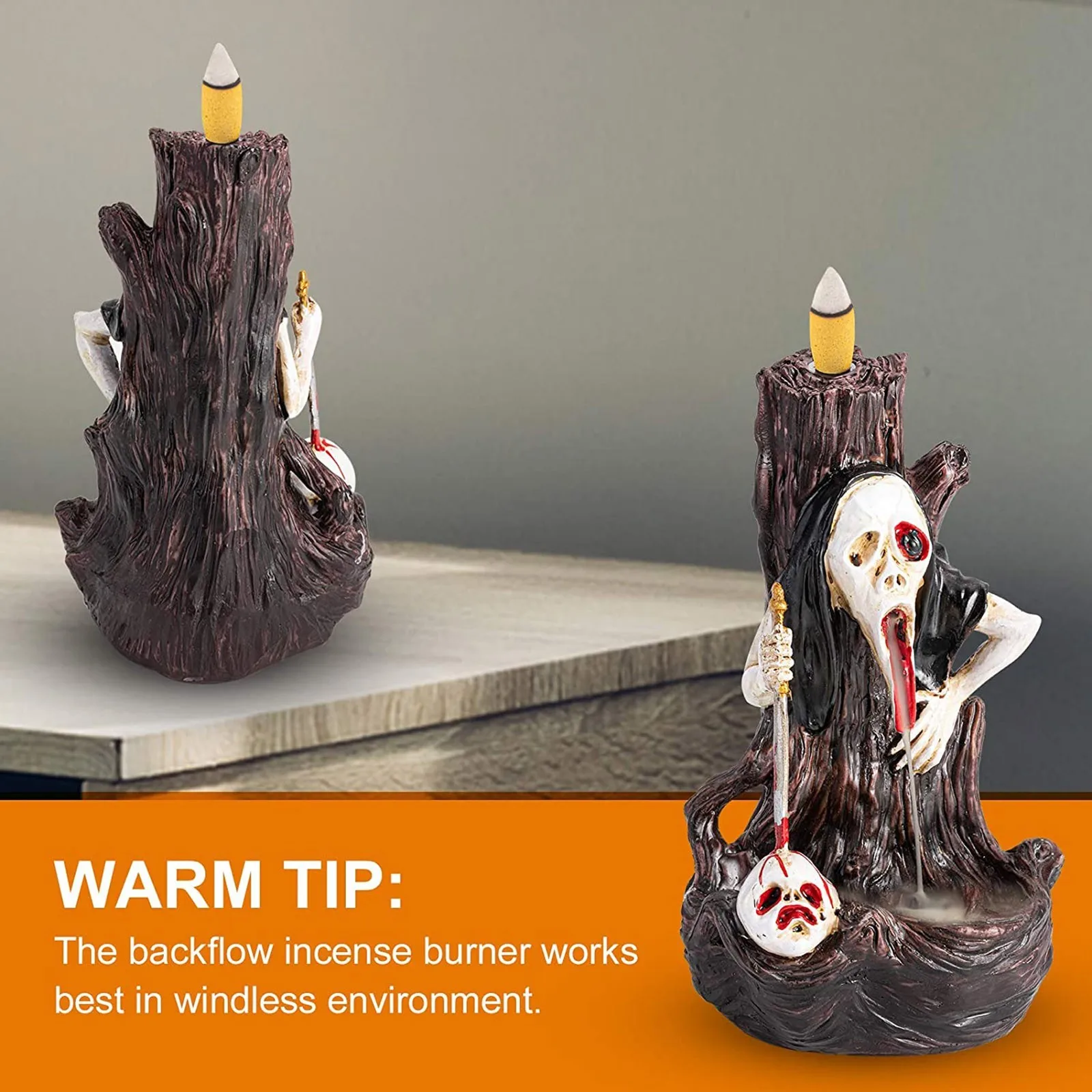 Курильница для благовоний с забавным рисунком черепа стильная горелка фонтан