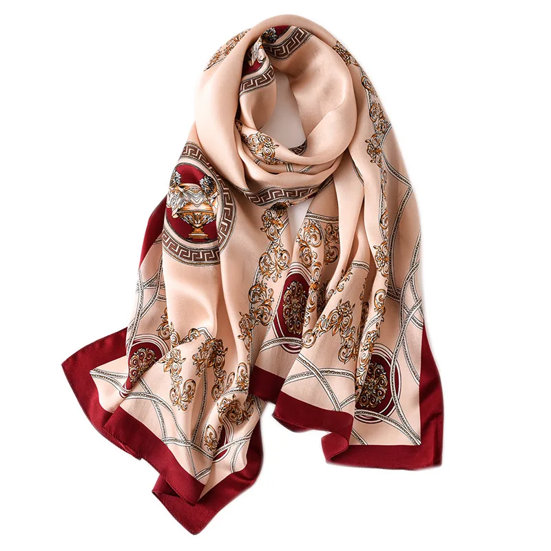 

Silk Scarf Women Noble Elegant Spring Autumn Thin Warm Scarves Travel Shawl Fashion Printing Style Neckerchief Feminine Bufanda