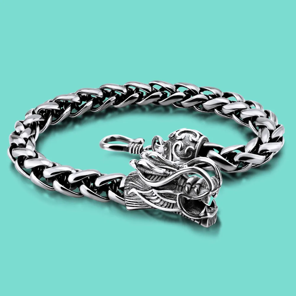 The new Thai Silver bracelet With 925 Silver Bracelet Men's Silver Bracelet Domineering Dragon Bracelet With Silver Ornaments