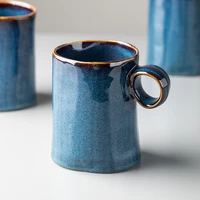 european retro blue coffee cup creative mug home ceramic milk oat water cup mug home breakfast drink ware