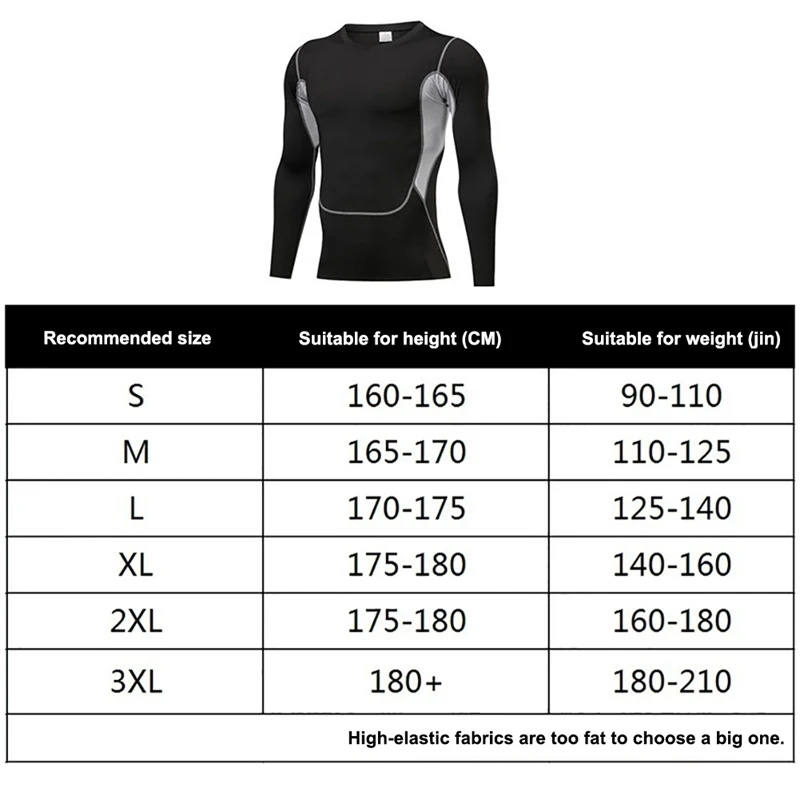 

Fitness Top Men Long Sleeve Elastic Compression Thermal Tights Sportswear Gym Basketball Tops