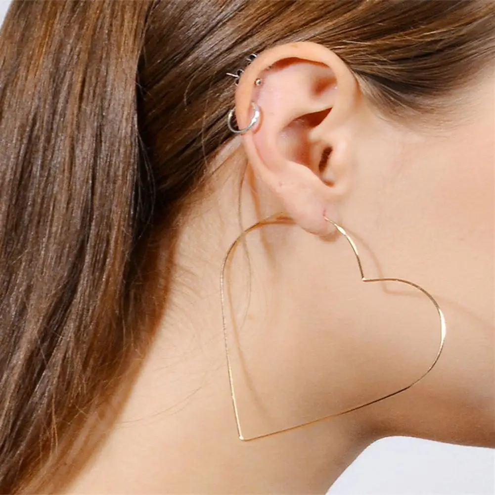 

Heart Hoop Earrings for women Geometric Hanging Earrings Female Fashion Modern Jewelry Oorbellen Accessories Jewelry Gifts