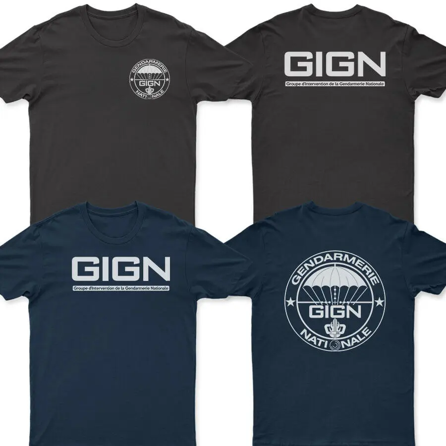 

GIGN Police Groupe d'Intervention de la Gendarmerie Nationale France Men T-SHIRT Short Casual 100% Cotton Shirts